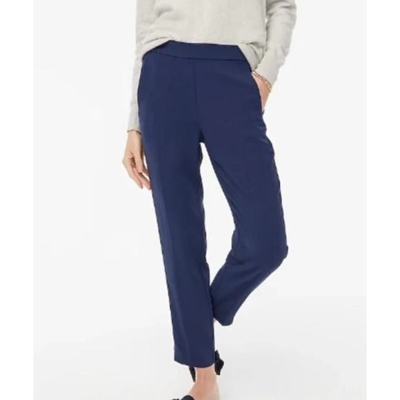 J. by J.Crew Women's Elastic High Waisted Jamie Pull On Ankle Pants Size 14 Navy - Picture 1 of 8